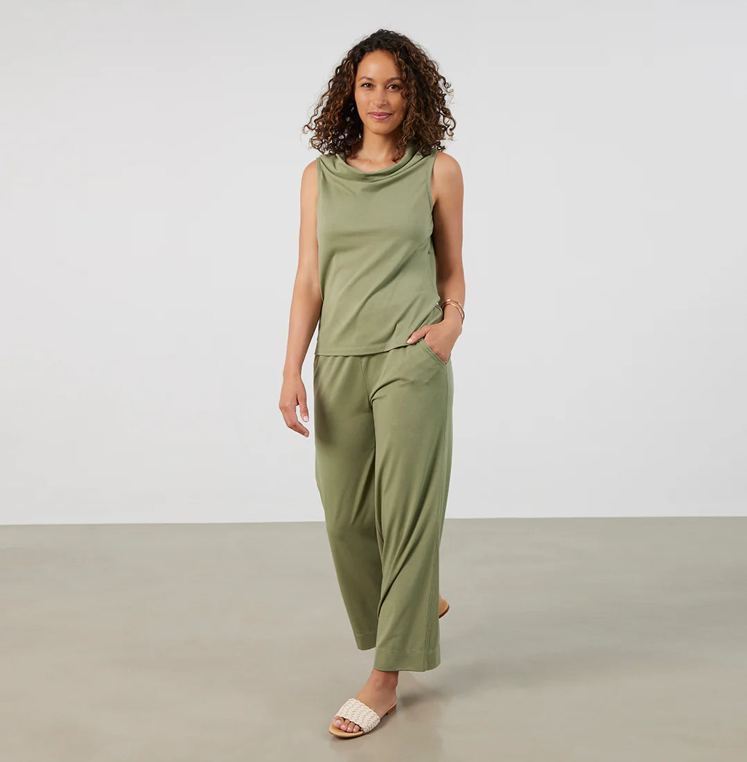 Threshold Cowl Neck Top Petite Fit - Sage Green