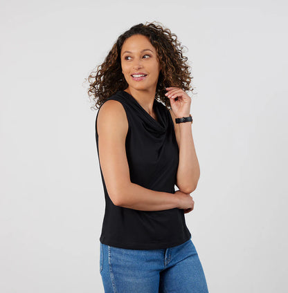 Threshold Cowl Neck Top Standard Fit - Onyx Black